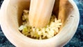 Crushing garlic Royalty Free Stock Photo