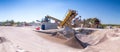 Crushing machinery, cone type rock crusher, conveying crushed gr