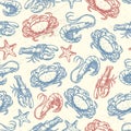 crustacean animals colorful pattern seamless