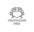 Crustacean Free Food Allergy Vector Line Icon