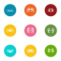 Crustacean icons set, flat style