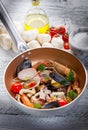 Crustacean over casserole Royalty Free Stock Photo