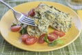 Crustless Chard Quiche Served With Tomatoes