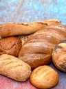 Crusty loaves of bread and rolls