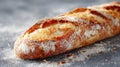 Crusty French Baguette On Rustic Surface. Artisan Bread Showcasing Traditional Baking Techniques Royalty Free Stock Photo