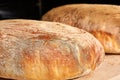 Crusty Homemade Ciabatta Bread.the process of making ciabatta at home. selective focus