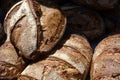 Crusty Loaves of Artisan Bread at a Farmers Market Royalty Free Stock Photo