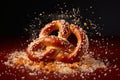 Crusty Soft baked pretzel with salt. Generate ai