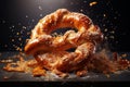 Crusty Soft baked pretzel with salt. Generate ai