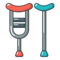 Crutch icon, cartoon style. Royalty Free Stock Photo