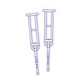 Crutch medical. Vector thin line icon illustration. Medical illustration. Crutch on white back