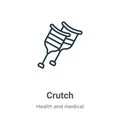 Crutch outline vector icon. Thin line black crutch icon, flat vector simple element illustration from editable health and medical