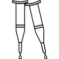 Crutches. Axillary crutch icon. Medical tool for people with disabilities and help after injury. Sign for web page, mobile app, bu