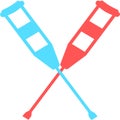 Crutches. Axillary crutch icon. Medical tool for people with disabilities and help after injury. Sign for web page, mobile app, bu