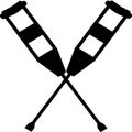 Crutches. Axillary crutch icon. Medical tool for people with disabilities and help after injury. Sign for web page, mobile app, bu