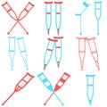 Crutches. Axillary crutch icon. Medical tool for people with disabilities and help after injury. Sign for web page, mobile app, bu