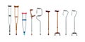 Crutches icon set, realistic style