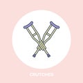 Crutches line icon. Vector logo for rehabilitation equipment store