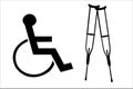 Crutches and wheelchair silhouettes