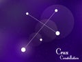 Crux constellation. Starry night sky. Cluster of stars, galaxy. Deep space. Vector illustration Royalty Free Stock Photo