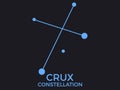 Crux constellation. Stars in the night sky. Cluster of stars and galaxies. Constellation of blue on a black background. Vector Royalty Free Stock Photo