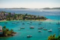 Cruz Bay, St John, United States Virgin Islands with a lot sailboats Royalty Free Stock Photo