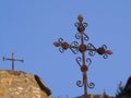 Cross with floral motifs in aren de huesca, aragon, spain, europe
