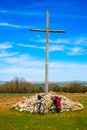 Cruz de Atapuerca cross in Saint James Way bike Royalty Free Stock Photo