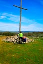 Cruz de Atapuerca cross in Saint James Way bike Royalty Free Stock Photo