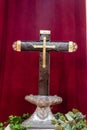 Cruz de la Parra, wooden cross erected by Columbus. Located in the cathedral of Baracoa, Cub Royalty Free Stock Photo