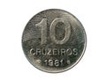10 Cruzeiros Thick Planchet coin, Bank of Brazil. Obverse,1981