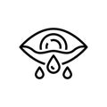 Black line icon for Cry, eyeball and weep Royalty Free Stock Photo