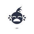 cry icon on white background. Simple element illustration from kid and baby concept Royalty Free Stock Photo