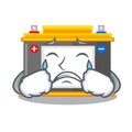 Crying accomulator cartoon sticks on the wall Royalty Free Stock Photo