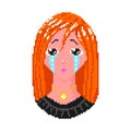 Crying Anime girl. Pixel art 8 bit object. Fashion Character Avatar. Retro game assets. Dreamy video arcade. Vector