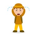 Crying Archeologist Cartoon Character