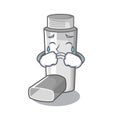 Crying asthma inhalers isolated in the mascot