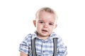 Crying baby boy isolated on white Royalty Free Stock Photo