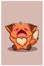 Crying baby fox cute cartoon illustration Royalty Free Stock Photo