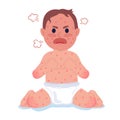 Crying baby with measles 2D cartoon character Royalty Free Stock Photo