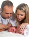 Crying baby with parents Royalty Free Stock Photo