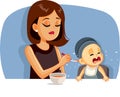 Crying Baby Refusing to Eat Vector Illustration Royalty Free Stock Photo