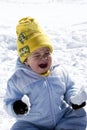 Crying baby on the snow