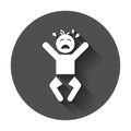 Crying baby vector icon. Anger emotions child flat illustration