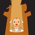 A crying baby witnessing parents quarreling loudly Royalty Free Stock Photo