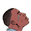 a crying black african american man, Sad mood, sadness. human emotions