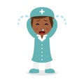 Crying Black Female Nurse Character