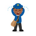 Crying Black Mailman Cartoon Character