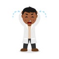 Crying Black Male Doctor Cartoon Character