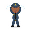 Crying Black Policeman Cartoon Character